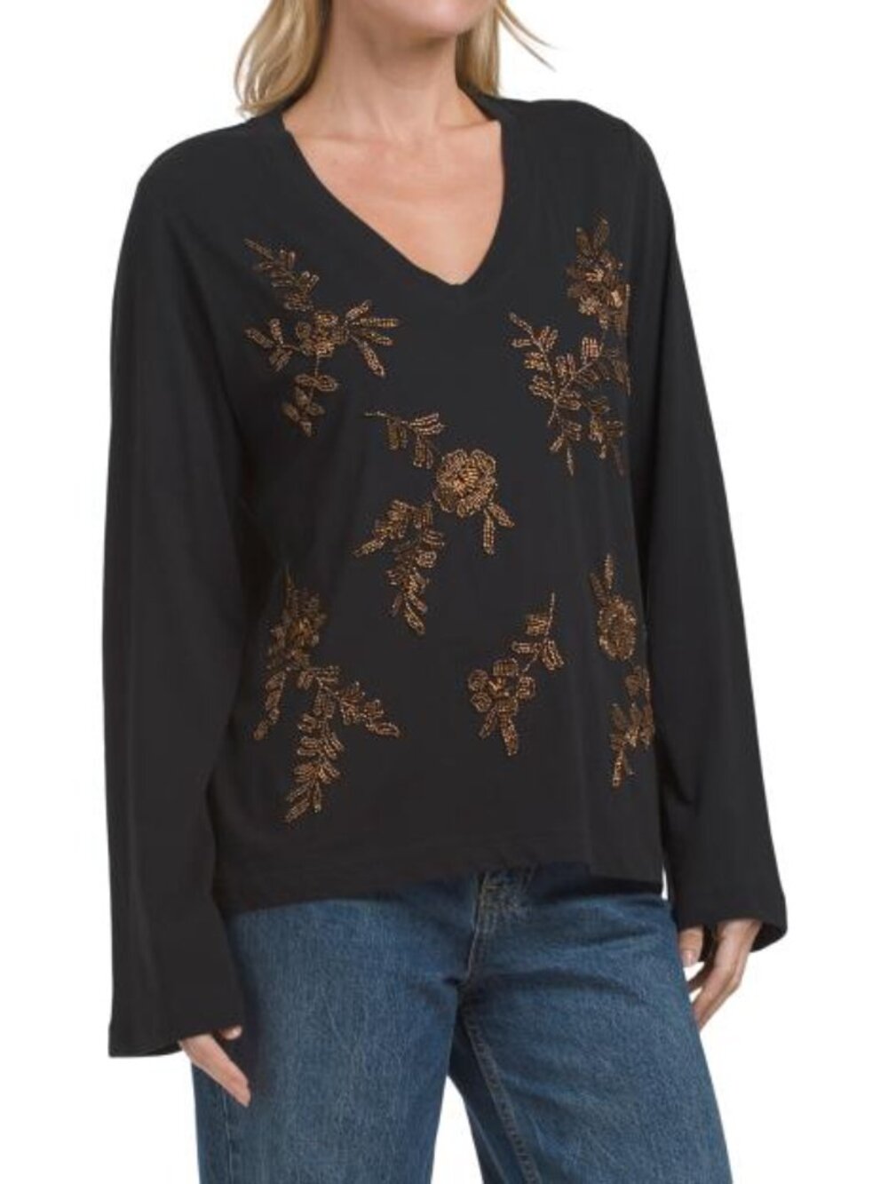 JOHNNY WAS Kimono Sleeve Beaded Top
